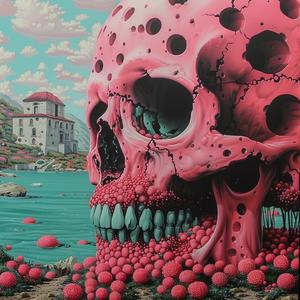 skull  flowers  pink  painting  surreal  nature  art  bizarre  organic  whimsical 1036708