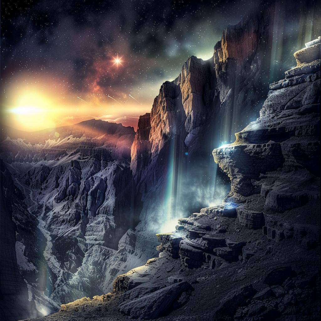surreal  album  cover  rocky  mountains  symbolist  hyper-realistic  risograph  cliffs  Otl 1026411