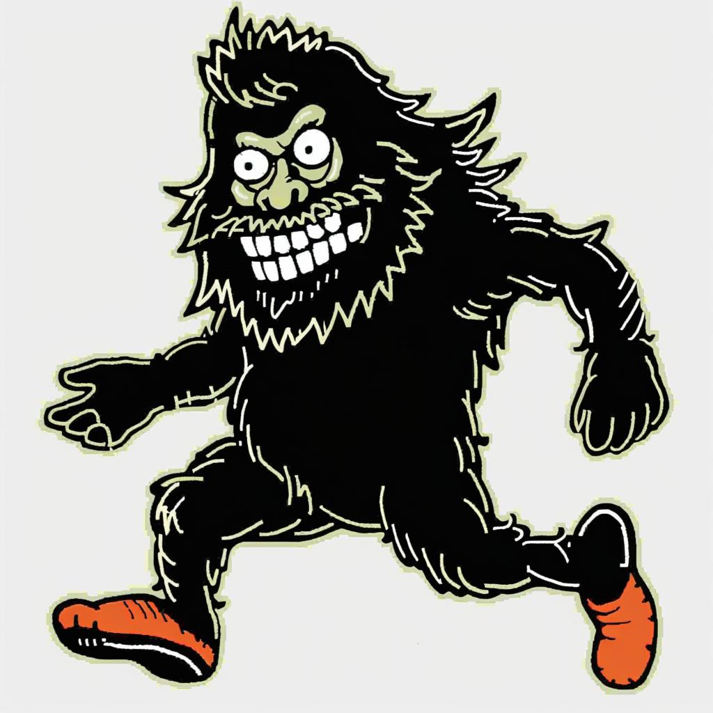 bigfoot  running  cartoon  animal  playful  humor  illustration  whimsical  character  fantasy 939864