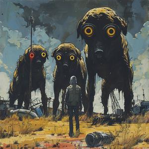 three-eyed  canine  ominous  occult  simon  stalenhag  jack  kirby  painting  creatures 1080074