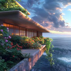 ocean  flowers  house  design  architecture  blue  rendering  landscape  natural  view 1036469