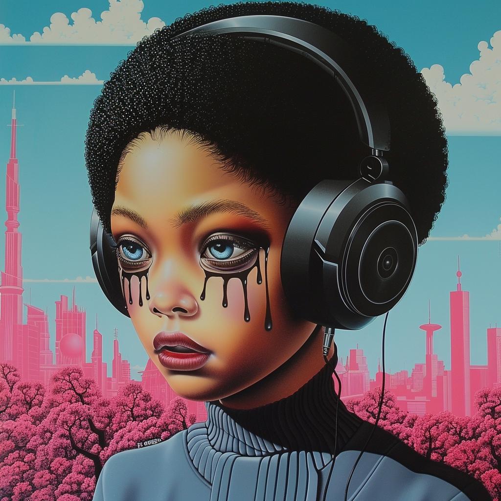 PopArt  headphones  afro  dripping  female  DJ  TroyBrooks  modern  vibrant  illustration 939128