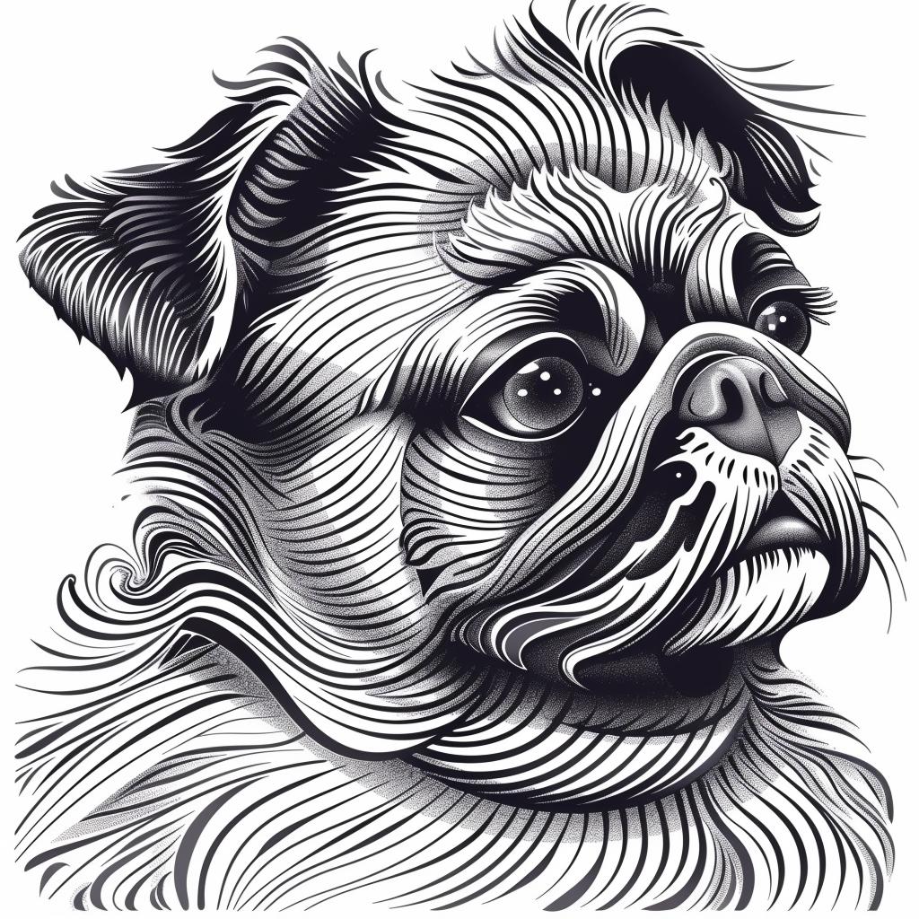 pug  drawing  black  white  half-man  sketch  animal  portrait  art  cute 942511