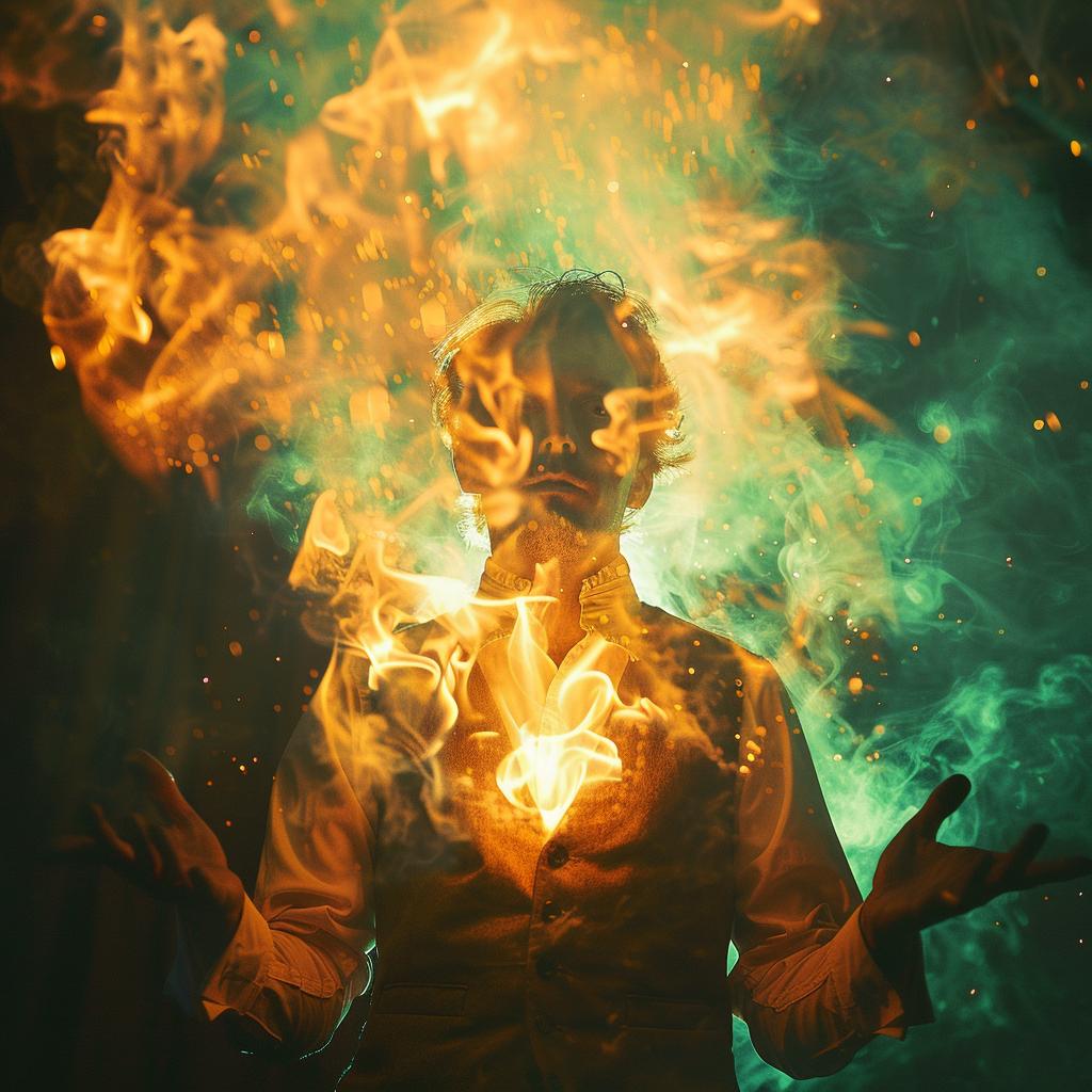 surreal  occult  sci-fi  photo  fire  man  flames  dark  lighting  glow 965882