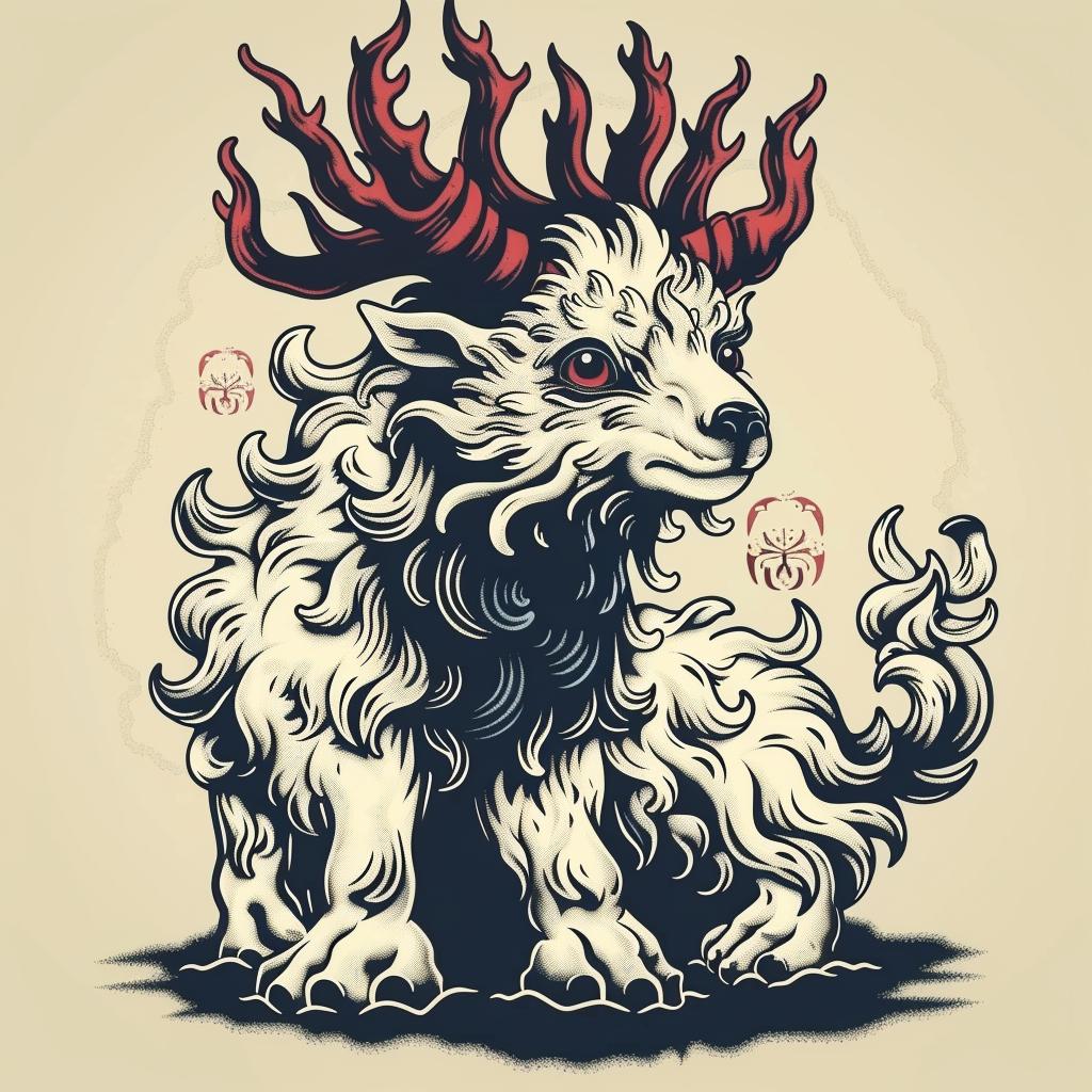 mythical  creature  hybrid  dog  horns  red  tail  fantasy  unique  blending 941343