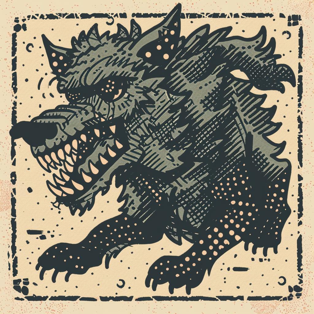 mythical  creature  wolf  terrifying  canine  mouth  teeth  style  Todd  design 931321