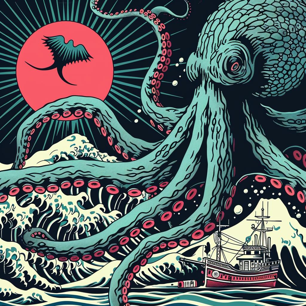 octopus  attack  ocean  ship  sea  marine  illustration  danger  tentacles  adventure 947044
