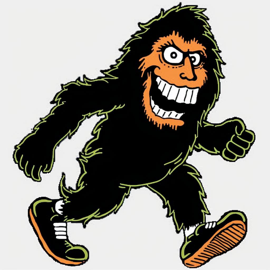 bigfoot  cartoon  running  shoes  funny  mythical  whimsical  playful  exaggerated  character 939828