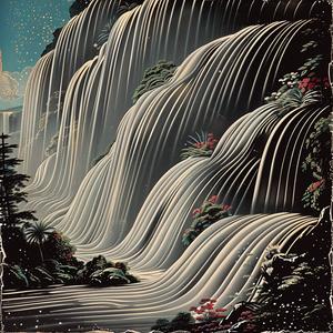 waterfalls  mountains  painting  nature  landscape  chromolithography  colorful  detail  scenic  art 1054182