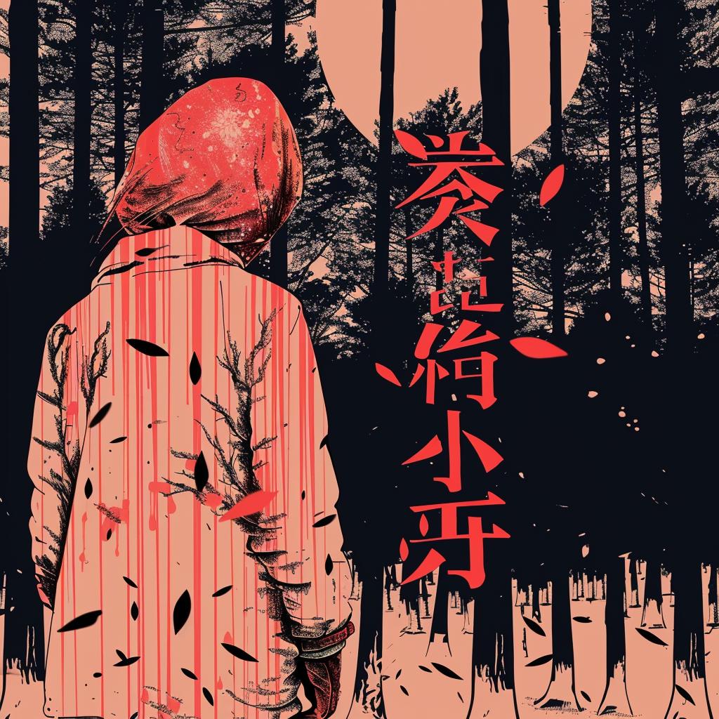 horror  novel  Japanese  minimalism  cover  design  abstract  graphic  red  rose 1020165