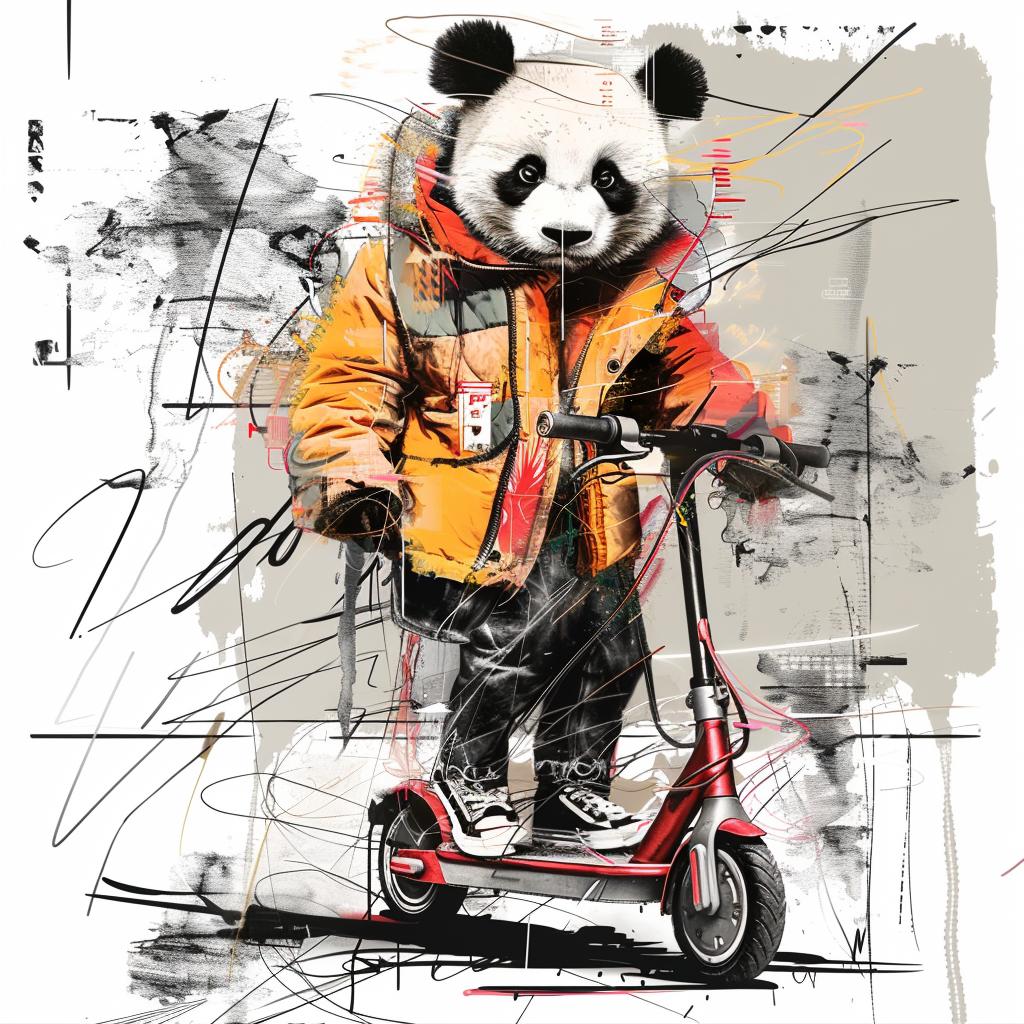 panda  scooter  streetwear  modern  happy  Yeezy  playful  urban  illustration  dynamic 953528