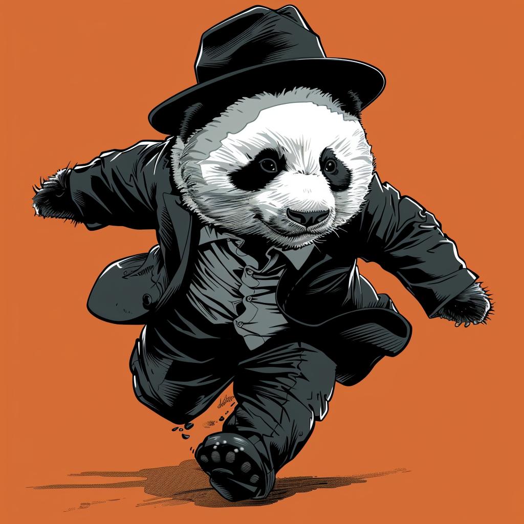 panda  running  suit  hat  cartoon  illustration  functional  stylized  cute  whimsical 937872