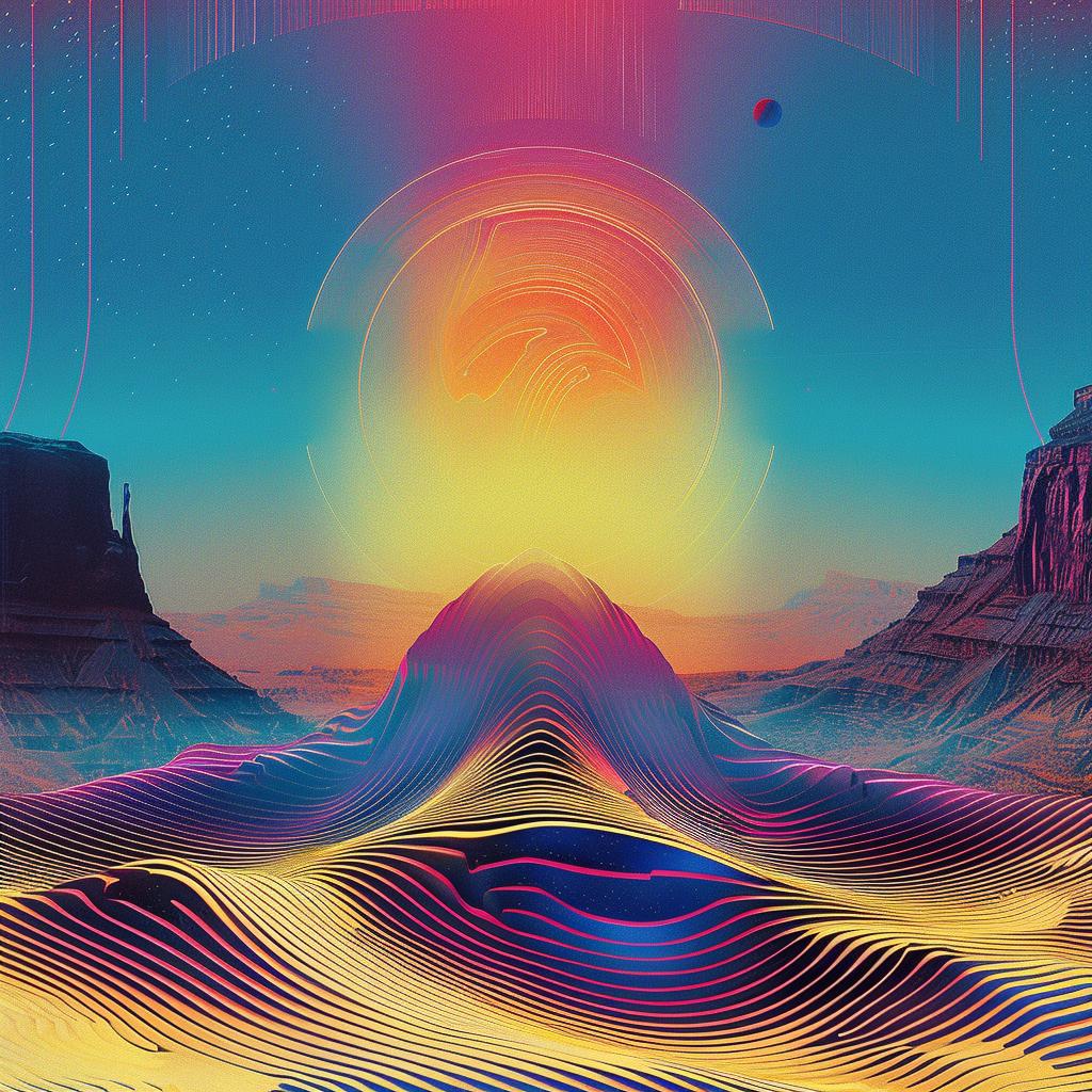 Psychedelic  Desert  Landscape  Mountains  Sun  Vibrant  Surreal  Colorful  Nature  Art 967538