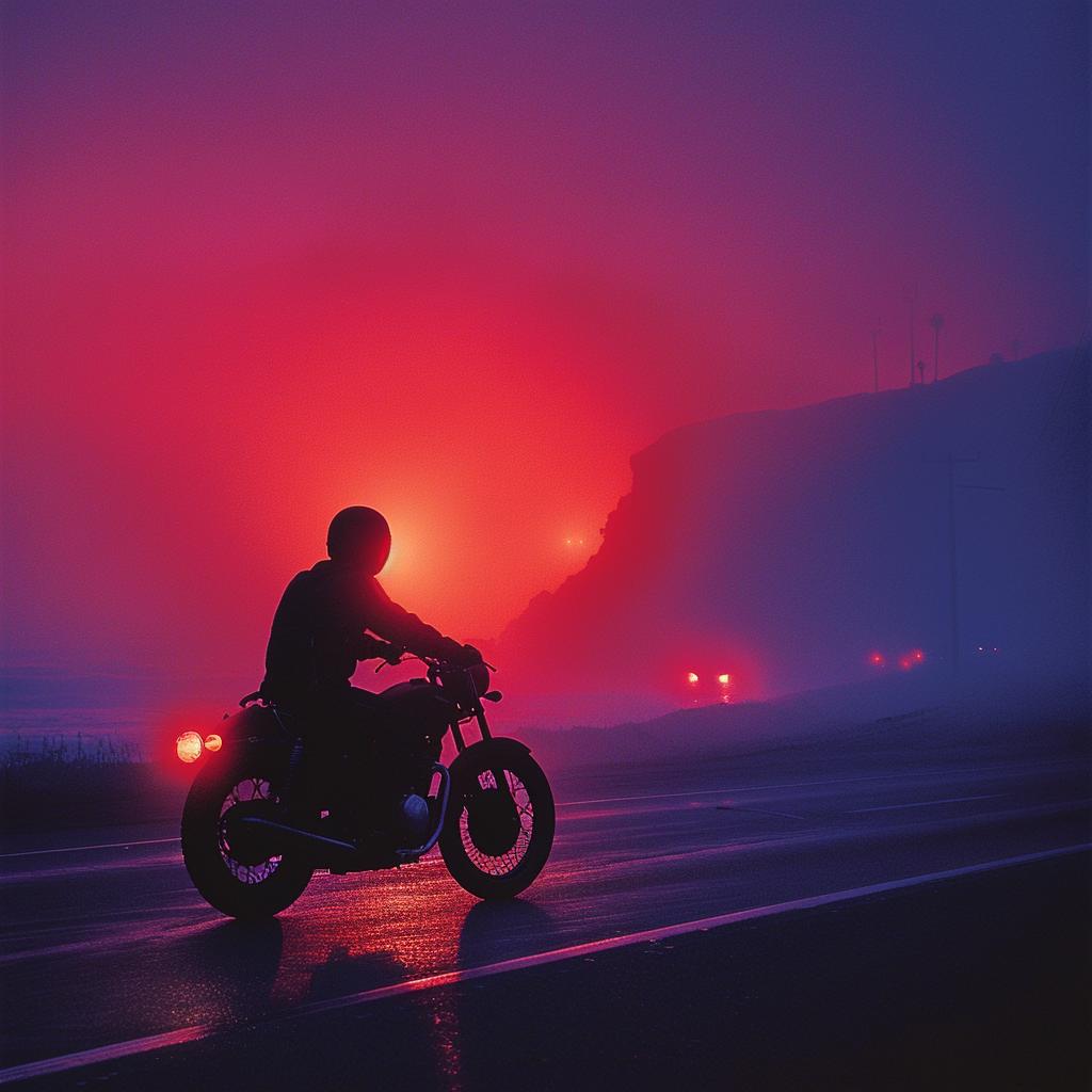 creative  surreal  neon  album  cover  motorcycle  sunset  silhouette  Demna  Gvasalia 962589