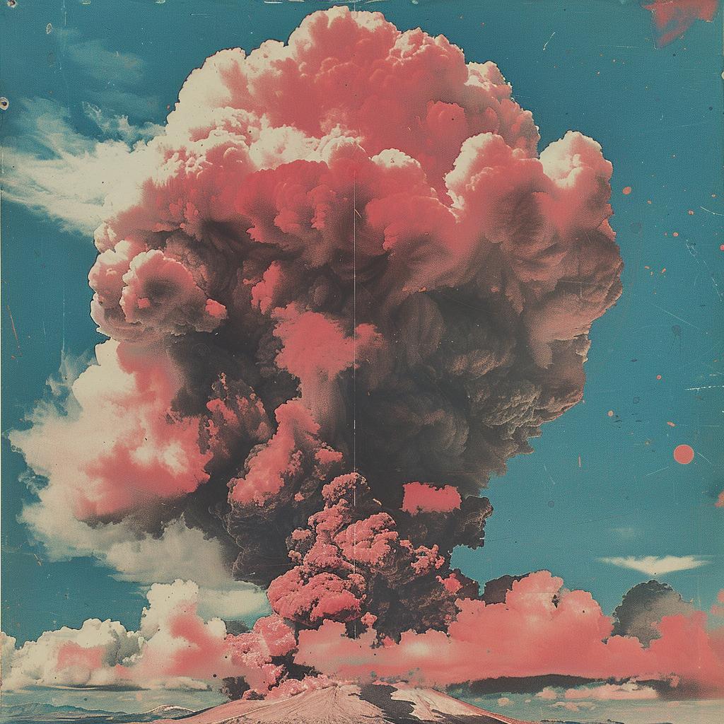 surreal  album  cover  hyper-realistic  screenprinting  volcano  smoke  cloud  dramatic  element 960395