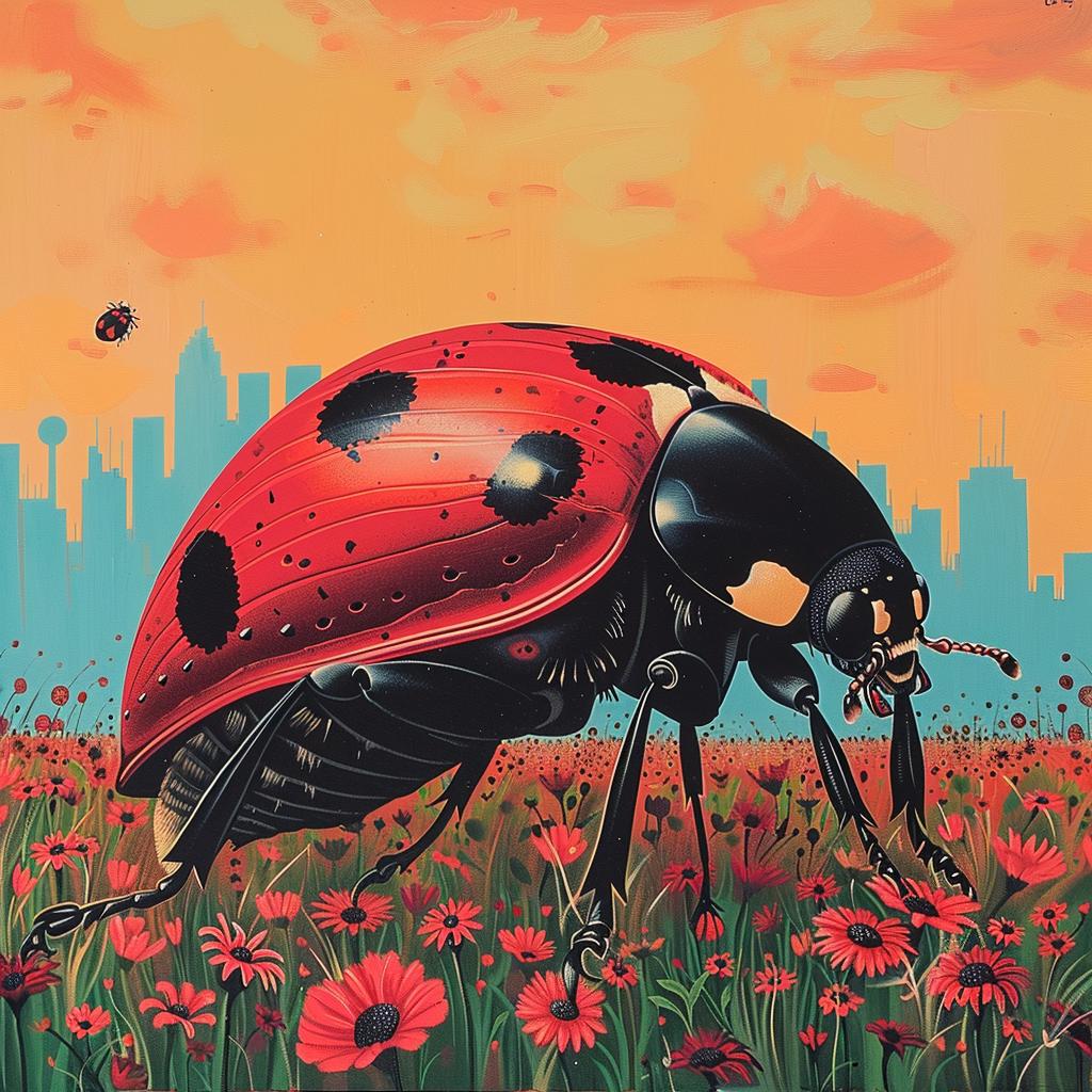 ladybug  flowers  nature  vibrant  red  painting  flora  entomology  botanical  realistic 1016610