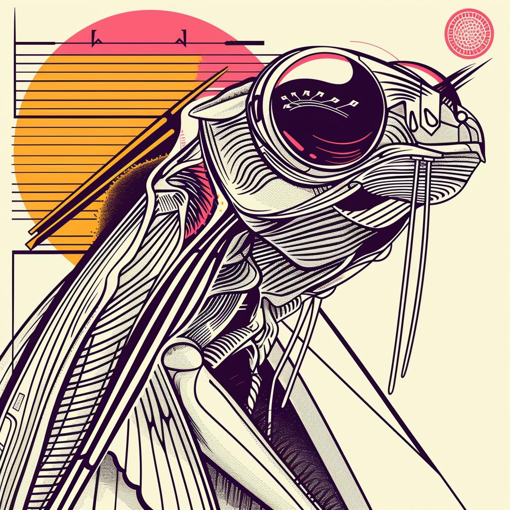 surreal  album  grasshopper  Tsukioka  Yoshitoshi  screenprint  hyper-realistic  symbolist  graphic  vivid 939580