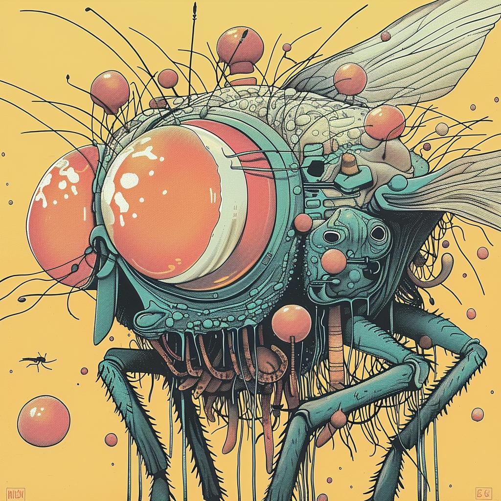dada  illustration  album  hyper-detailed  silkscreen  aggression  housefly  retro  futuristic  art 923503