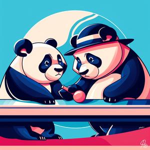 pandas  pingpong  bears  cute  playful  sitting  table  fun  bluebackground  game 1072416