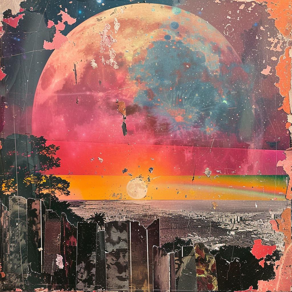 collage  moon  sunset  rainbow  Milky  Way  Rauschenberg  colors  atmosphere  fence 1017059