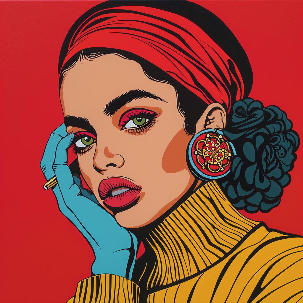 painting  woman  red  headband  pop  art  colorful  stylized  modern  vibrant 1022613