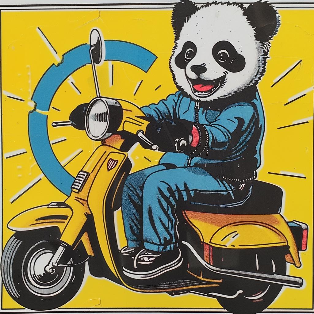 panda  scooter  poster  funny  animal  travel  cute  art  transport  colorful 943139
