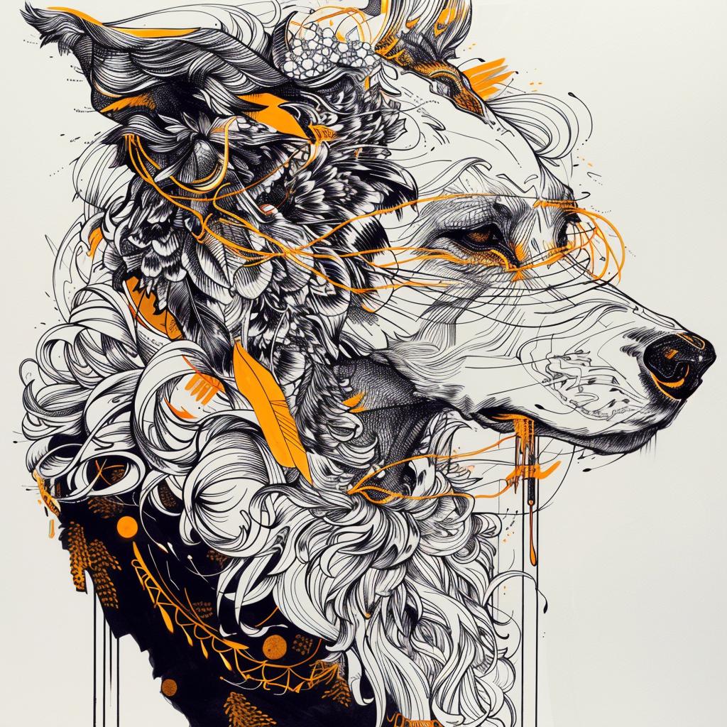mythical  hybrid  dogs  unique  fantastical  creature  canine  drawing  feathers  flowers 952709