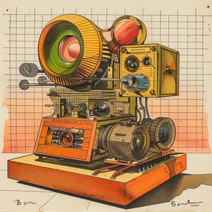 2D  sketch  drawing  camera  Bernard  Buffet  hand-drawn  isolated  colors  detailed 1037181