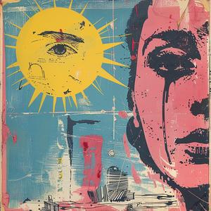 woman  sun  background  album  cover  rose  wylie  risograph  symbolist  surreal 1079319