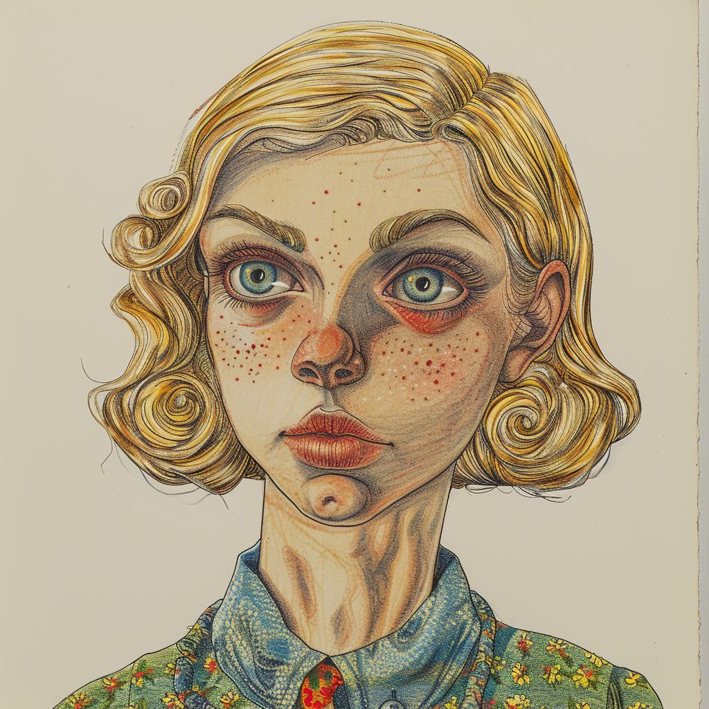 portrait  woman  blonde  three-eyes  freckles  drawing  surreal  minimalist  white  background 971437