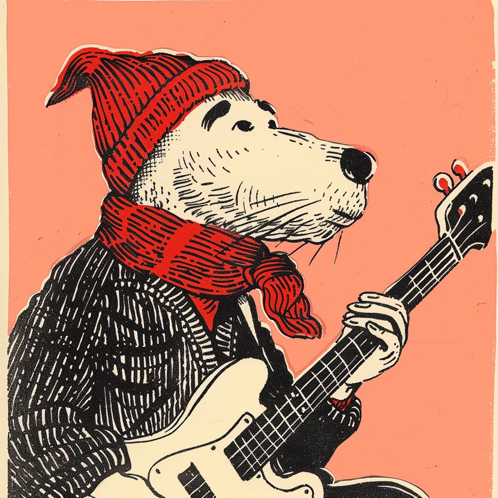 drawing  dog  guitar  music  Moebius  colors  playful  illustration  character  art 922793