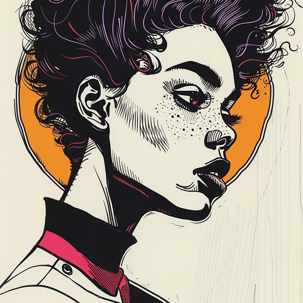 Pop  Art  model  african-american  curly  hair  drawing  portrait  style  design 938235