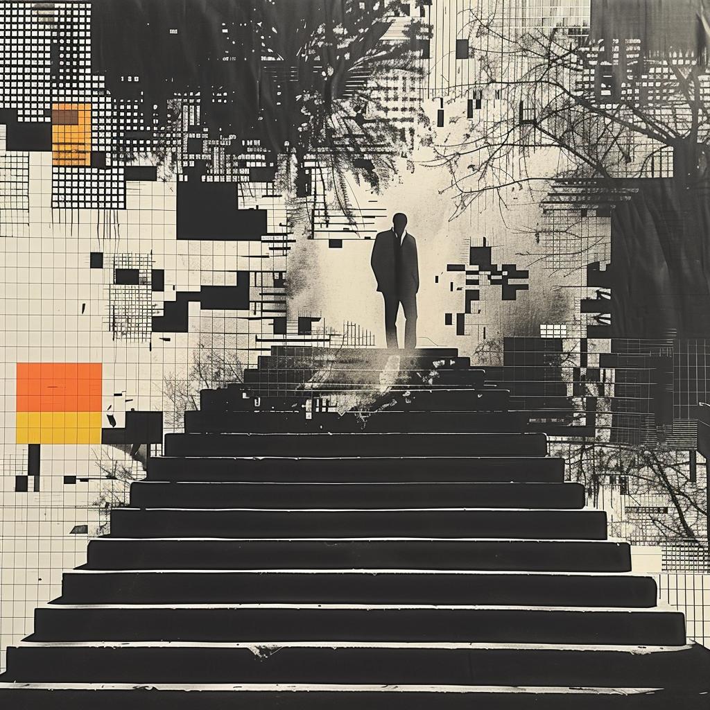 poster  man  stairs  illustration  graphic  urban  action  dynamic  colorful  art 1020105
