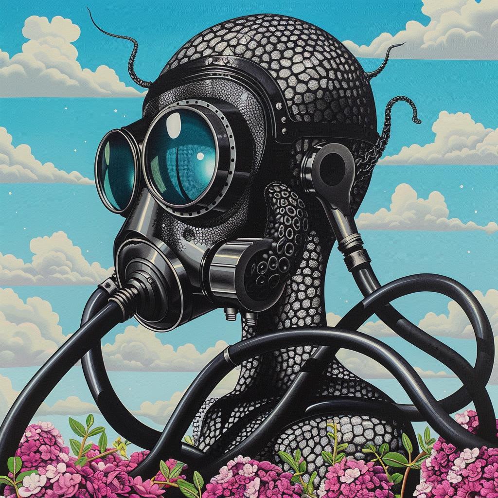 gasmask  tentacles  demon  flowers  art  colorful  surreal  vibrant  unique  creative 945378