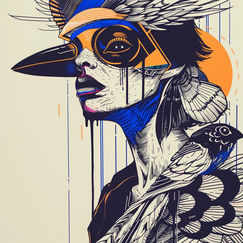 DADA  art  bluebird  creature  four-eyes  dripping  makeup  digital  artistic  vivid 939437