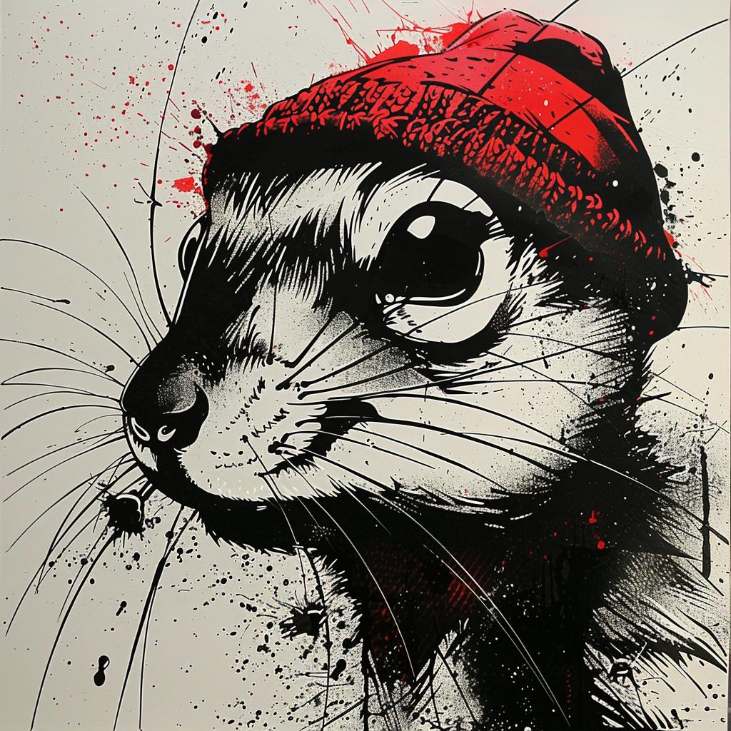 squirrel  red  hat  painting  aggressive  streetwise  minimal  anthropomorphic  urban  culture 959286