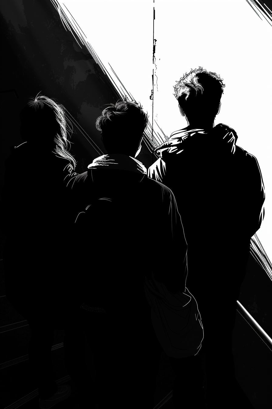 people  presentation  shadows  monochrome  manga  draw  style  lineart  stairs  window 953824
