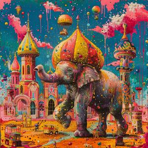 circus  elephant  balloons  colorful  vibrant  playful  whimsical  creative  art  fun 1075512