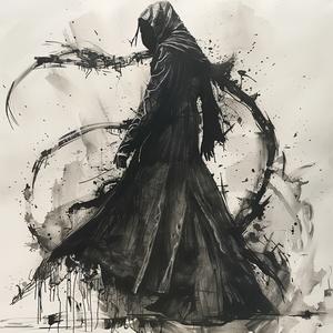 fashion  drawing  grim  reaper  catwalk  black  white  hooded  sketch  silhouette 1071811