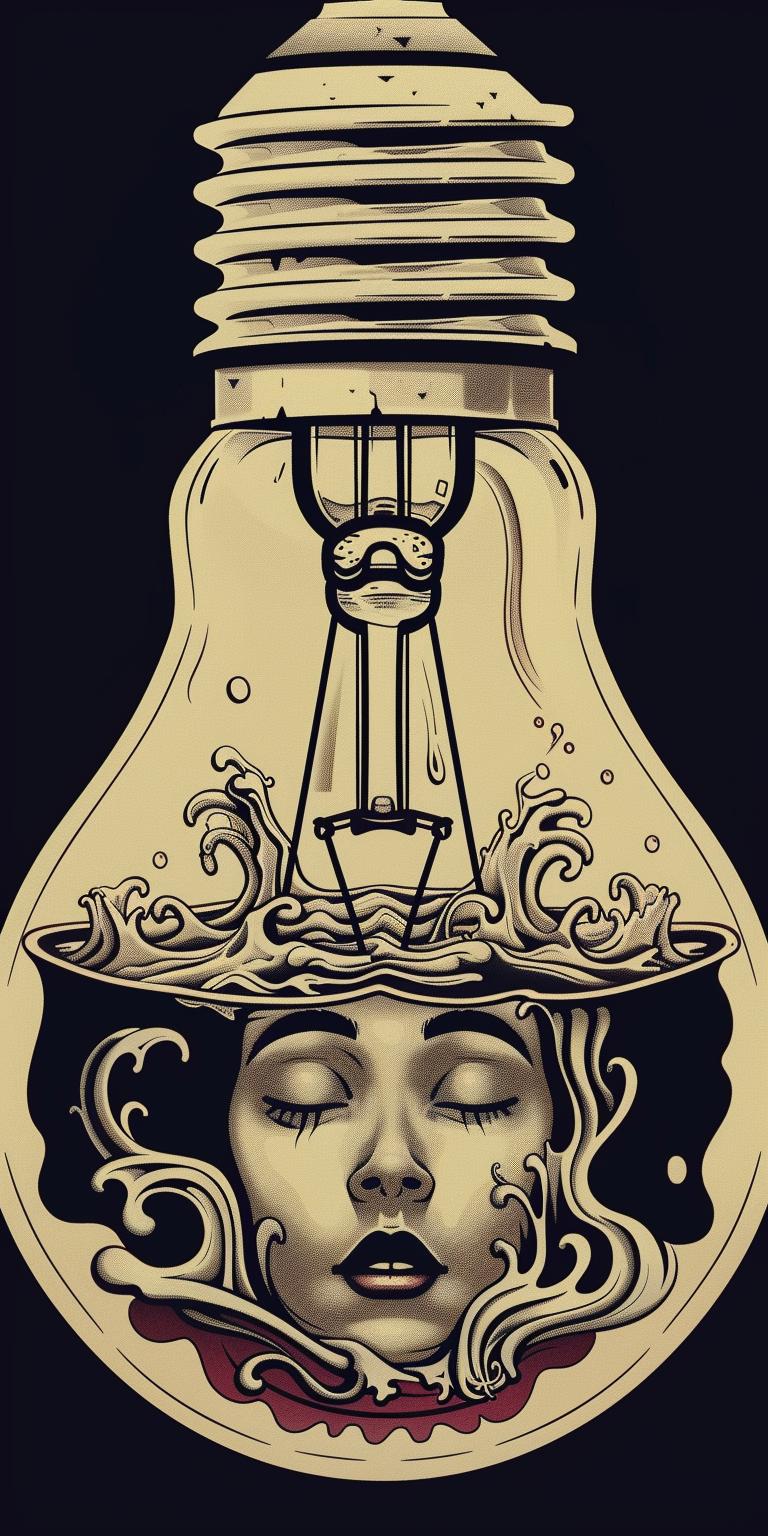lightbulb  liquid  drowning  woman  head  surreal  conceptual  distress  imprisoned  thought-provoking 940639