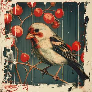 bird  branch  berries  chromolithography  painting  nature  colorful  realistic  detailed  flora 1037892