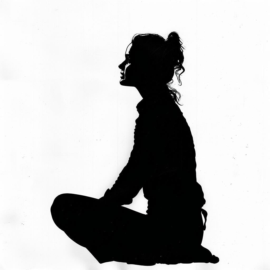 صورة ظلية امرأة راكعة على الأرض، وضعية جسد كامل، شكل جسم أسود بسيط، الجنس 954242