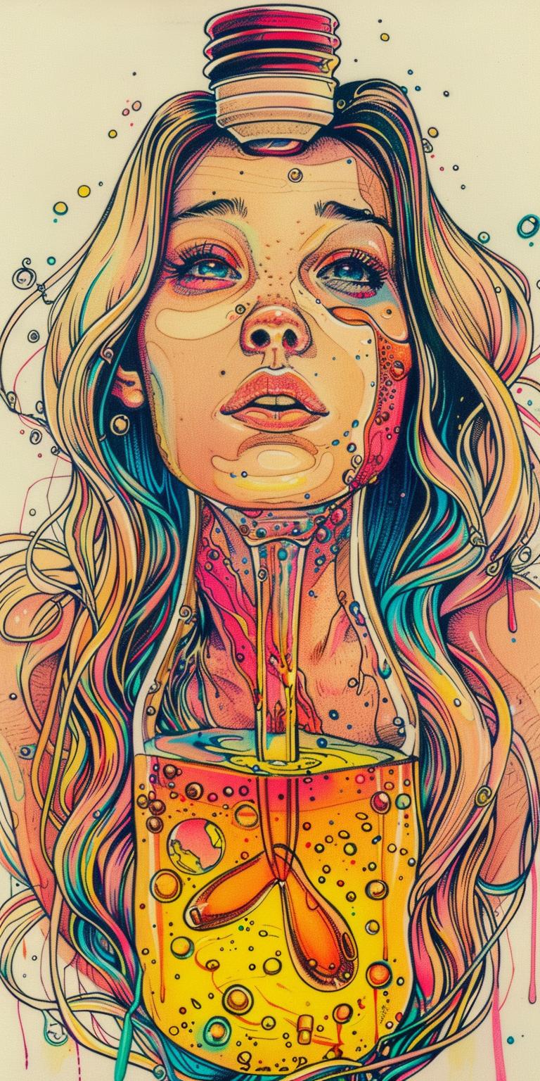 lightbulb  liquid  drowning  woman  longhair  wine  colorful  art  glass  expressionism 940549