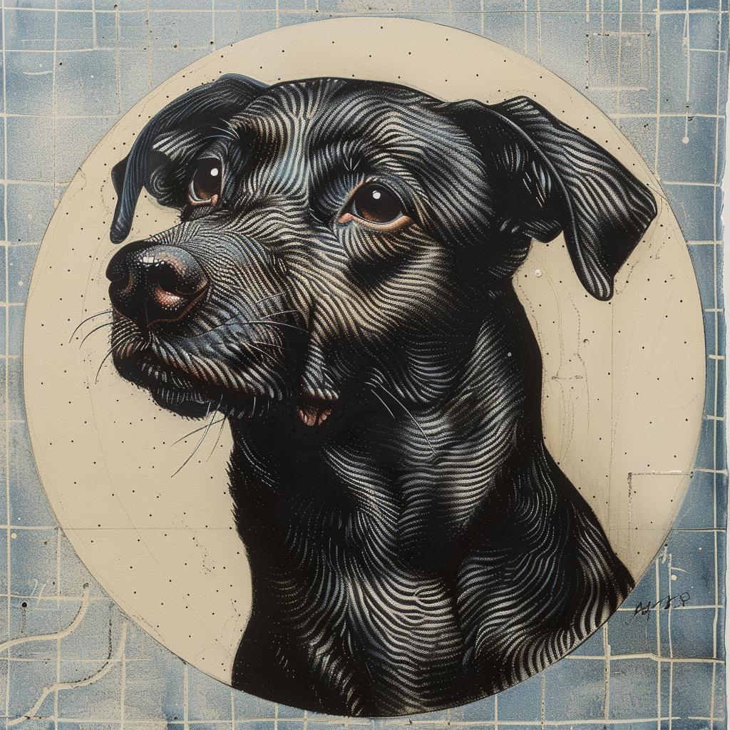 dog  black  painting  circle  artwork  animal  realism  canine  stylized  illustration 1015377