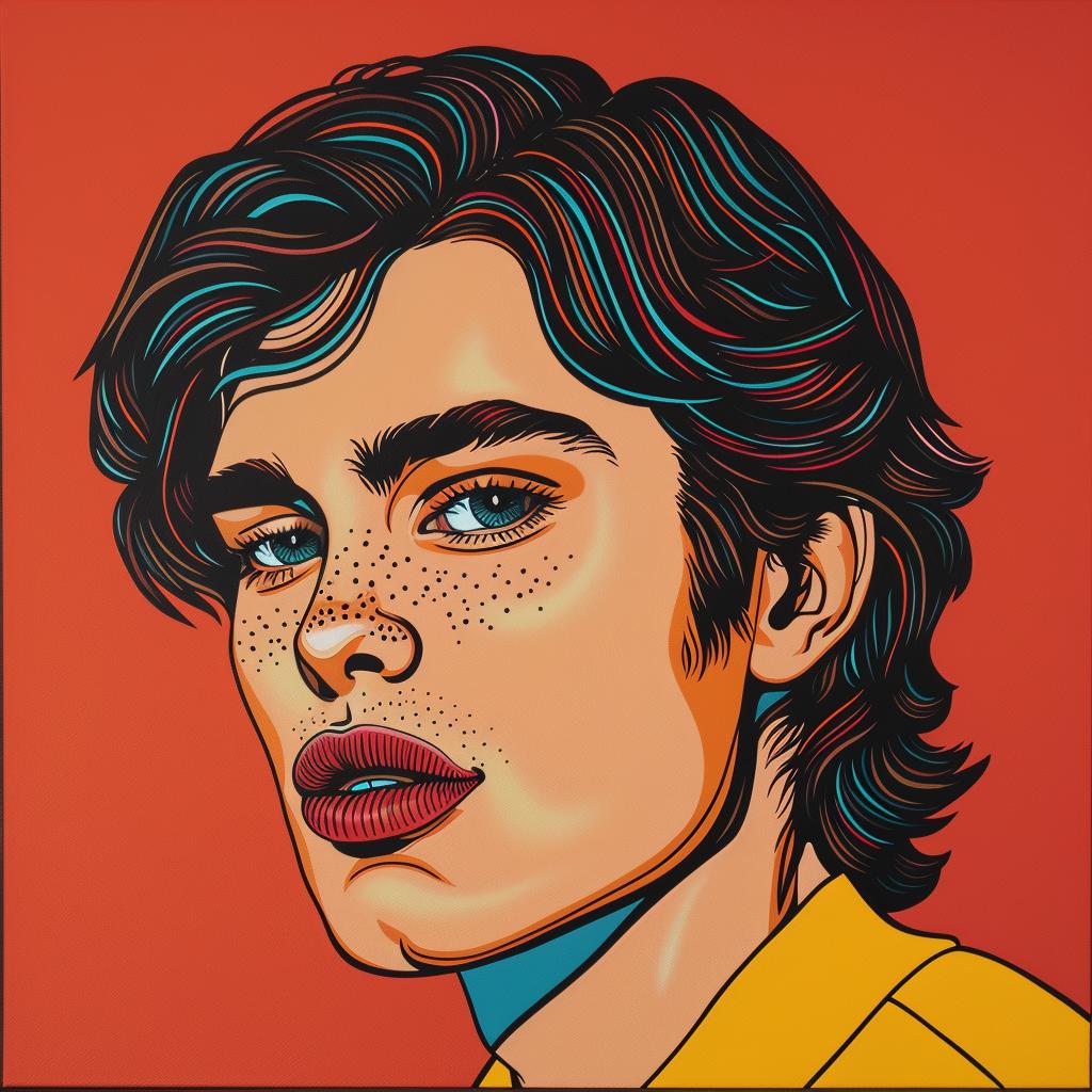 portrait  man  blue  eyes  yellow  shirt  painting  realistic  youthful  colorful 972846