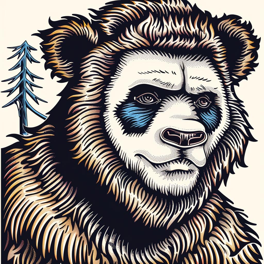 bear  blue  eyes  forest  background  nature  wildlife  illustration  stylized  art 962495