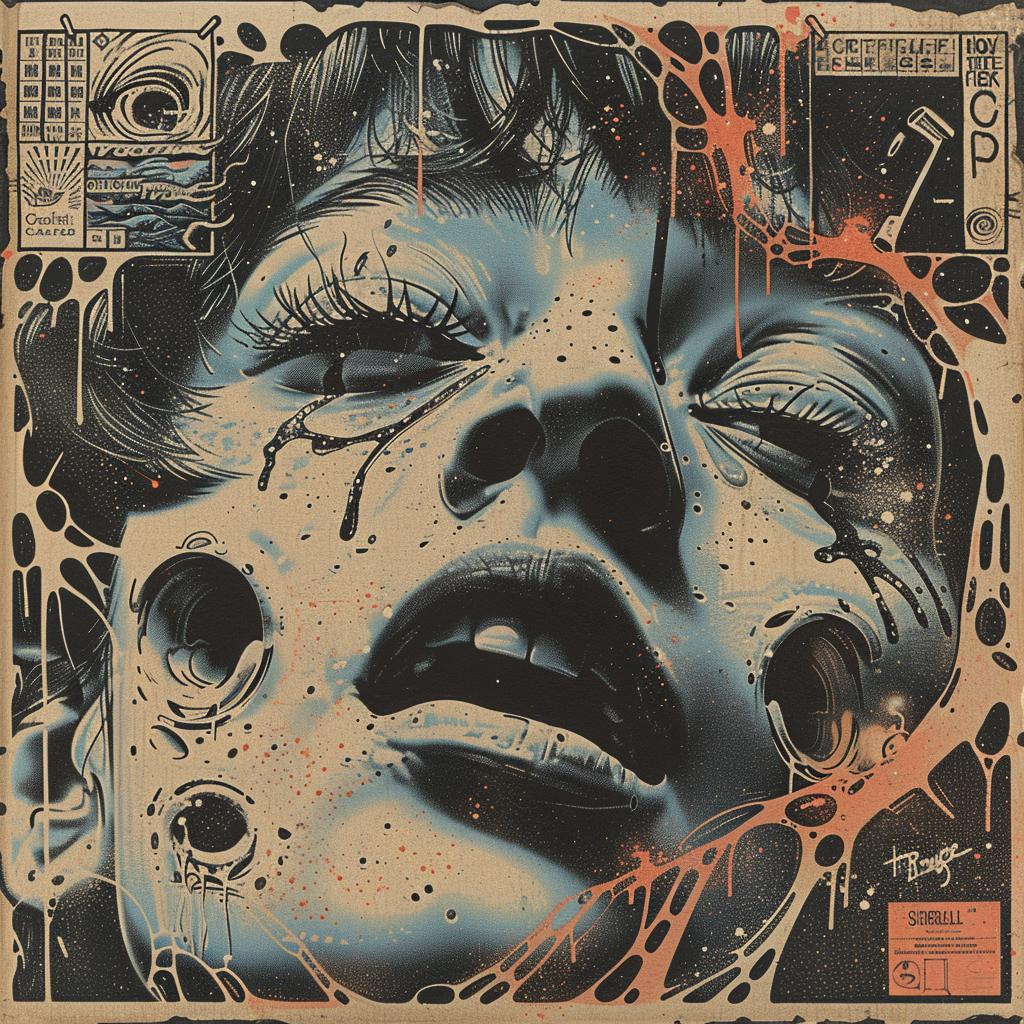 surreal  album  cover  manga  hyper-realistic  flowerpunk  Symbolist  screenprinting  creative  art 1021521