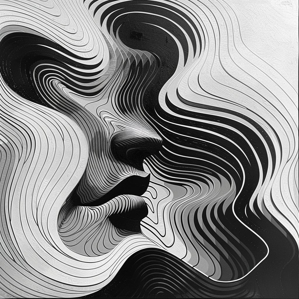 black  white  face  organic  lines  abstract  wavy  pattern  design  image 967487