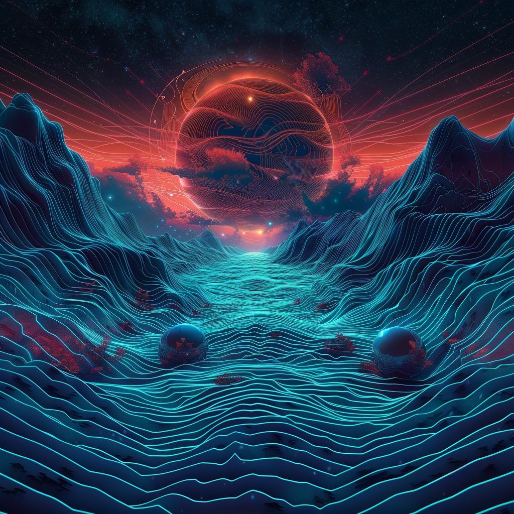 digital  art  planet  waves  ocean  abstract  vibrant  colorful  cosmic  surreal 916246