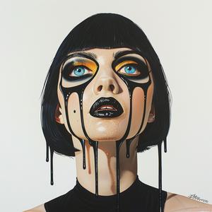 PopArt  brunette  model  eyes  makeup  dripping  TroyBrooks  white  background  portrait 1074387